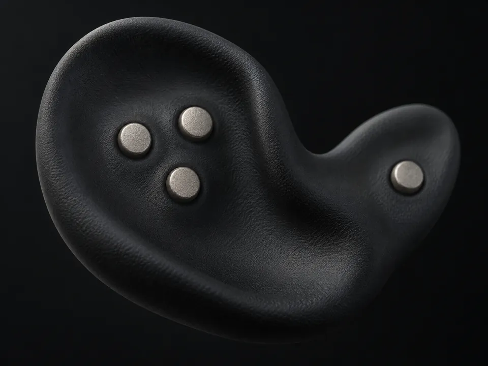 In-ear leaf: three electrodes and a reference.